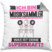 Musiksammler Kissen mit Füllung 40x40 Geschenk für Musiksammler Geburtstag Lustiger Spruch Was Ist Deine Superkraft (Grau) Grau Trendation