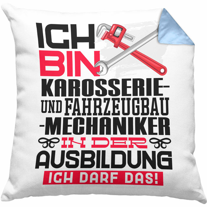 Karosserie- und Fahrzeugbaumechaniker Ausbildung Kissen mit Füllung 40x40 Geschenk Ich Bin Karosserie- und Fahrzeugbaumechaniker In Der Ausbildung Ich Darf Das Geschenkidee Spruch (Grau) Blau Trendation