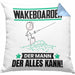 Wakeboarder Kissen mit Füllung 40x40 Geschenk für Wakeboarder Der Mann Der Alles Kann Geschenkidee zum Geburtstag (Grau) Blau Trendation
