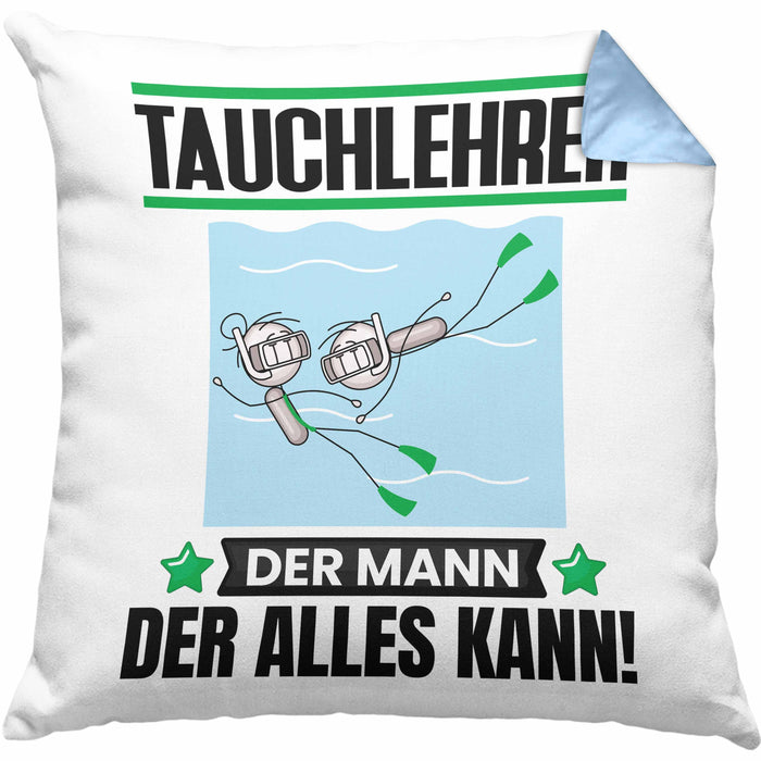 Tauchlehrer Kissen mit Füllung 40x40 Geschenk für Tauchlehrer Der Mann Der Alles Kann Geschenkidee zum Geburtstag (Grau) Blau Trendation