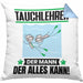 Tauchlehrer Kissen mit Füllung 40x40 Geschenk für Tauchlehrer Der Mann Der Alles Kann Geschenkidee zum Geburtstag (Grau) Blau Trendation