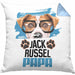 Jack Russell Papa Besitzer Kissen mit Füllung 40x40 Geschenk Lustiger Spruch Geschenkidee Jack Russell Liebhaber (Grau) Blau Trendation