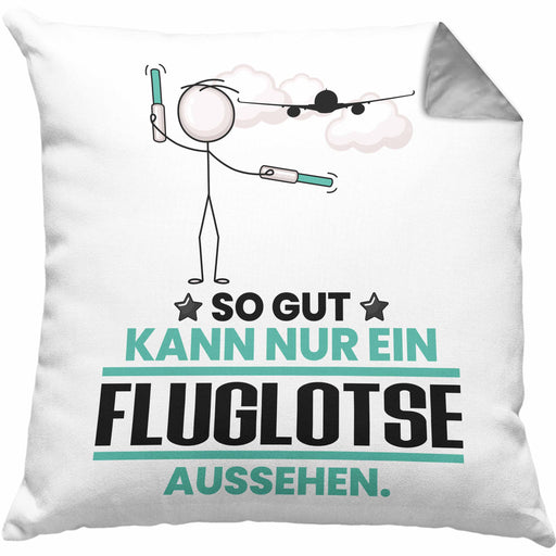 Fluglotse Geschenk Kissen mit Füllung 40x40 So Gut Kann Nur Ein Fluglotse Aussehen Geschenkidee (Grau) Grau Trendation