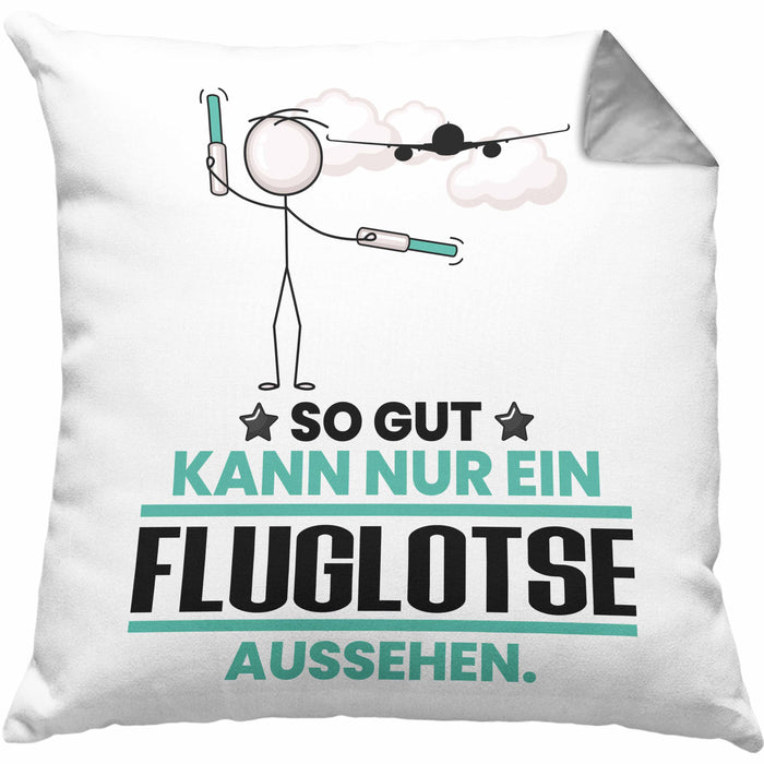 Fluglotse Geschenk Kissen mit Füllung 40x40 So Gut Kann Nur Ein Fluglotse Aussehen Geschenkidee (Grau) Grau Trendation
