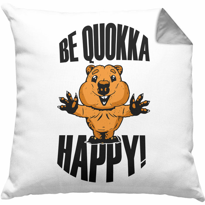 Lustige Kissen mit Füllung 40x40 Quokka-Motiv Geschenk für Quokka Liebhaber Be Quokka Happy (Grau) Grau Trendation