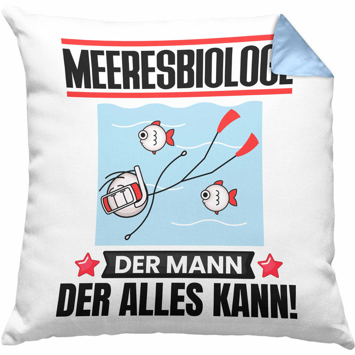 Meeresbiologe Kissen mit Füllung 40x40 Geschenk für Meeresbiologe Der Mann Der Alles Kann Geschenkidee zum Geburtstag (Grau) Blau Trendation