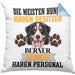 Berner Sennen Besitzer Kissen mit Füllung 40x40 Geschenk Lustiger Spruch Geschenkidee Besitzerin Berner Sennen Haben Personal (Grau) Blau Trendation