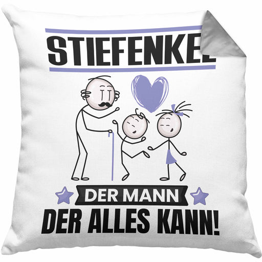 Stiefenkel Kissen mit Füllung 40x40 Geschenk für Stiefenkel Der Mann Der Alles Kann Geschenkidee zum Geburtstag (Grau) Grau Trendation