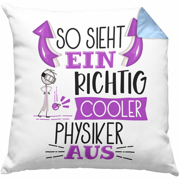Physiker Kissen mit Füllung 40x40 Geschenk So Sieht Ein RIchtig Cooler Physiker Aus Geschenkidee Lustiger Spruch Geburtstag Physiklehrer Student (Grau) Blau Trendation