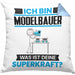 Modelbauer Kissen mit Füllung 40x40 Geschenk für Modelbauer Geburtstag Lustiger Spruch Was Ist Deine Superkraft (Grau) Blau Trendation