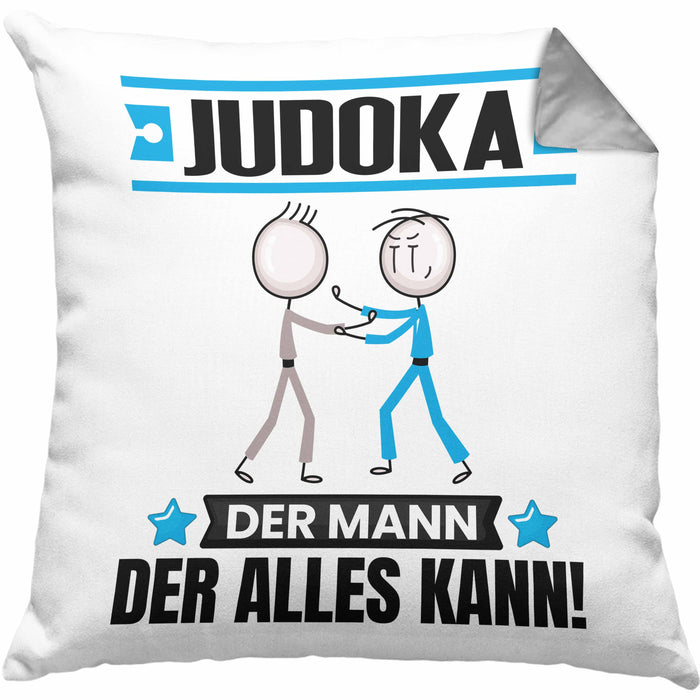 Judoka Kissen mit Füllung 40x40 Geschenk für Judoka Der Mann Der Alles Kann Geschenkidee zum Geburtstag (Grau) Grau Trendation