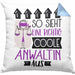 Anwältin Geschenk Kissen mit Füllung 40x40 Lustig Geschenkidee für Anwältin Geburtstag So Sieht Eine Richtig Coole Anwältin Aus Frauen Spruch (Grau) Blau Trendation