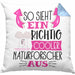 So Sieht Ein Richtig Cooler Naturforscher Aus Kissen mit Füllung 40x40 Geschenk für Naturforschende Geburtstag Geschenkdiee (Grau) Blau Trendation