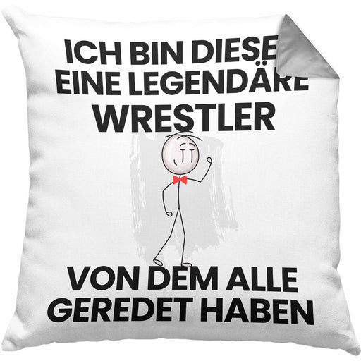 Wrestler Geschenk Kissen mit Füllung 40x40 Lustige Geschenkidee Geburtstag für Wrestler Ich Bin Dieser Legendäre Wrestler Von Dem Alle Geredet Haben (Grau) Grau Trendation