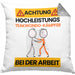 Taekwondo-Kämpfer Kissen mit Füllung 40x40 Geschenk Lustiger Spruch Geschenkidee für Taekwondo-Kämpfer Achtung Hochleistungs Taekwondo-Kämpfer Bei Der Arbeit (Grau) Grau Trendation