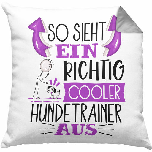 Hundetrainer Kissen mit Füllung 40x40 So Sieht Ein Richtig Cooler Hundetrainer Aus Geschenk Lustiger Spruch Geschenkidee (Grau) Grau Trendation