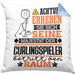 Curlingspieler Geschenk Kissen mit Füllung 40x40 Lustiger Spruch Erheben Sie Sich Der Curlingspieler Betritt den Raum (Grau) Blau Trendation