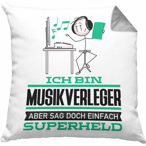Musikverleger Geschenk Kissen mit Füllung 40x40 Ich Bin Musikverleger Aber Sag Doch Einfach Superheld Lustige Geschenkdiee für Musikverleger (Grau) Grau Trendation