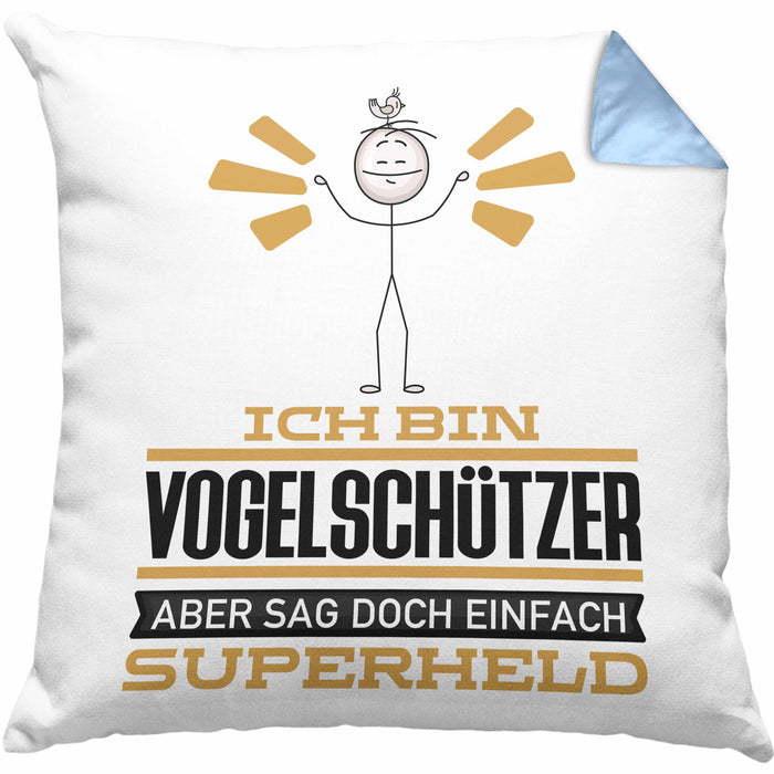 Vogelschützer Geschenk Kissen mit Füllung 40x40 Ich Bin Vogelschützer Aber Sag Doch Einfach Superheld Lustige Geschenkdiee für Vogelschützer (Grau) Blau Trendation