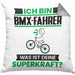 BMX-Fahrer Kissen mit Füllung 40x40 Geschenk für BMX-Fahrer Geburtstag Lustiger Spruch Was Ist Deine Superkraft (Grau) Grau Trendation