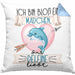 Delfine Kissen mit Füllung 40x40 Geschenk Frauen Ich Bin Bloß Ein Mädchen Das Delfine Liebt Delfine-Liebhaberin Geschenk Spruch Geburtstag (Grau) Blau Trendation