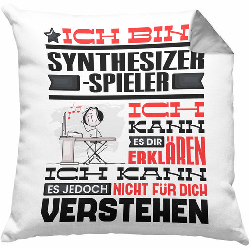 Synthesizer-Spieler Geschenk Kissen mit Füllung 40x40 Lustige Geschenkdiee für einen Synthesizer-Spieler Geburtstag Ich Bin Synthesizer-Spieler Ich Kann Es Dir Erklären Aber Nicht Für Dich Verstehen (Grau) Grau Trendation
