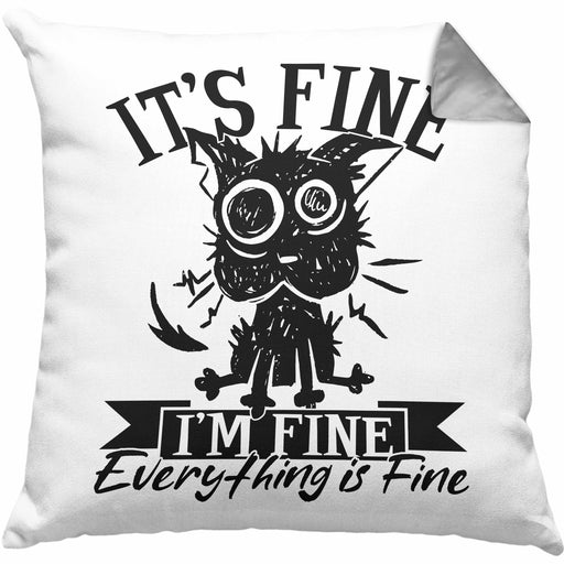 Lustige Kissen mit Füllung 40x40 Geschenk It's Fine I'm Fine Everything Is Fine Geschenkidee Frauen Sarkasmus Humor (Grau) Grau Trendation