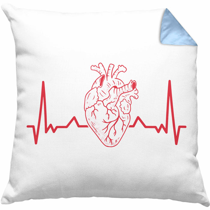 Kardiologe Geschenk Kissen mit Füllung 40x40 Herzschlag Ekg Herz Kardiologie (Grau) Blau Trendation