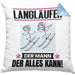 Langläufer Kissen mit Füllung 40x40 Geschenk für Langläufer Der Mann Der Alles Kann Geschenkidee zum Geburtstag (Grau) Blau Trendation