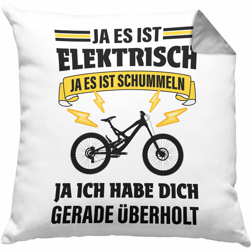 Elektrofahrrad E-Bike Kissen mit Füllung 40x40 mit Spruch Geschenk Ebike Lustige Geschenke (Grau) Grau Trendation