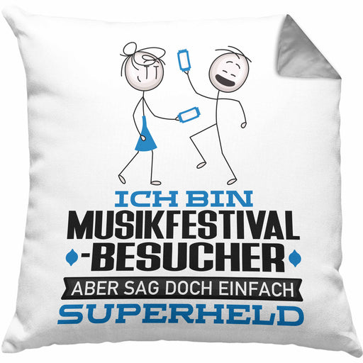 Musikfestival-Besucher Geschenk Kissen mit Füllung 40x40 Ich Bin Musikfestival-Besucher Aber Sag Doch Einfach Superheld Lustige Geschenkdiee für Musikfestival-Besucher (Grau) Grau Trendation