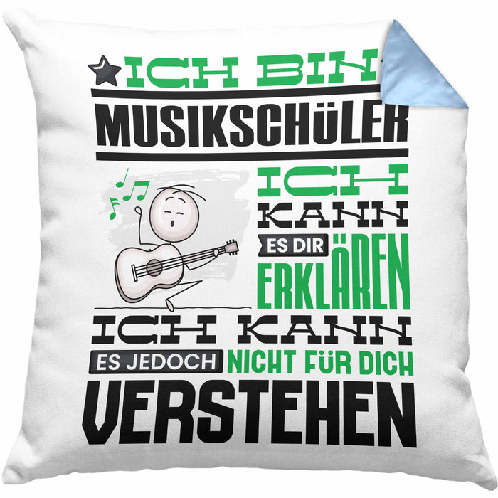 Musikschüler Geschenk Kissen mit Füllung 40x40 Geschenkidee für Musikschüler Geburtstag Lustig Ich Bin Musikschüler Ich Kann Es Dir Erklären Aber Nicht Für Dich Verstehen (Grau) Blau Trendation