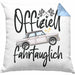 Führerschein Bestanden Geschenk Kissen mit Füllung 40x40 Bestandener Führerschein Offiziel Fahrtauglich Fahrschule (Grau) Blau Trendation