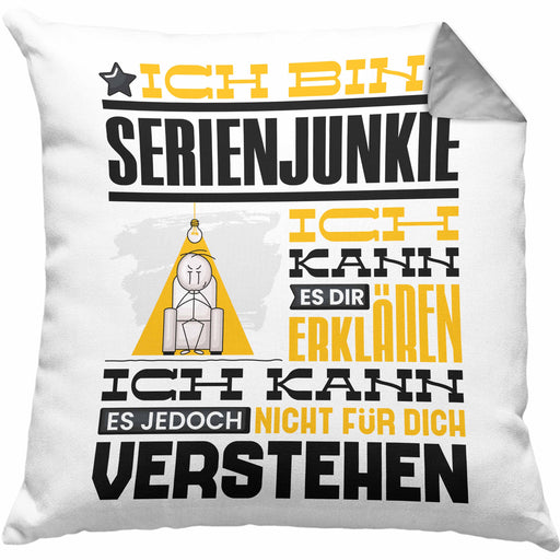 Serienjunkie Geschenk Kaffee-Kissen mit Füllung 40x40 Geschenkidee für Serienjunkie Ich Bin Serienjunkie Ich Kann Es Dir Erklären Jedoch Nicht Für Dich Verstehen Spruch Lustig (Grau) Grau Trendation