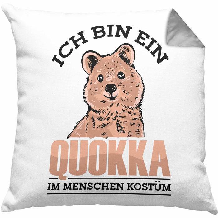 Lustige Kissen mit Füllung 40x40 Quokka-Motiv Geschenk für Quokka Liebhaber Menschen Kostüm (Grau) Grau Trendation