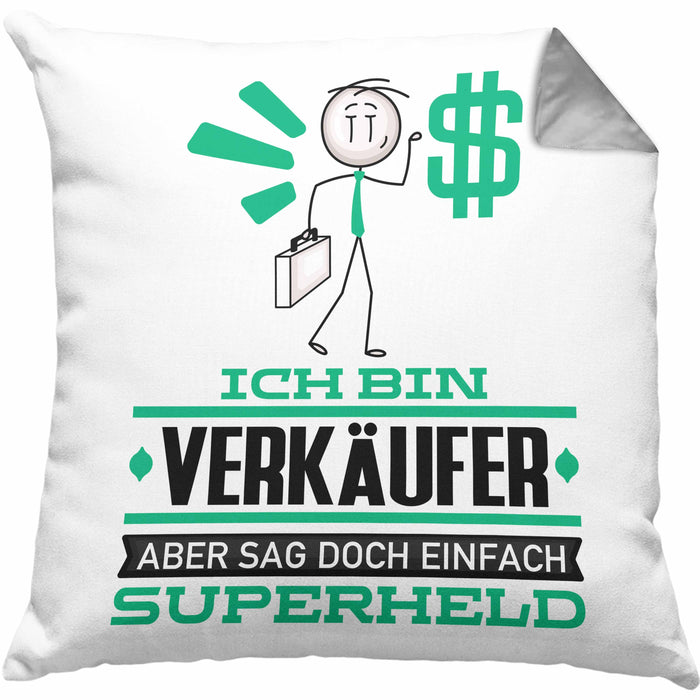 Verkäufer Geschenk Kissen mit Füllung 40x40 Ich Bin Verkäufer Aber Sag Doch Einfach Superheld Lustige Geschenkdiee für Verkäufer (Grau) Grau Trendation