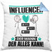 Influencer Kissen mit Füllung 40x40 Geschenk für Influencer Der Mann Der Alles Kann Geschenkidee zum Geburtstag (Grau) Blau Trendation