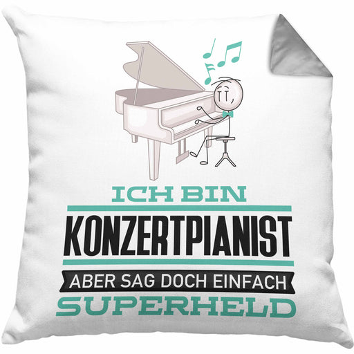 Konzertpianist Geschenk Kissen mit Füllung 40x40 Ich Bin Konzertpianist Aber Sag Doch Einfach Superheld Lustige Geschenkdiee für Konzertpianist (Grau) Grau Trendation