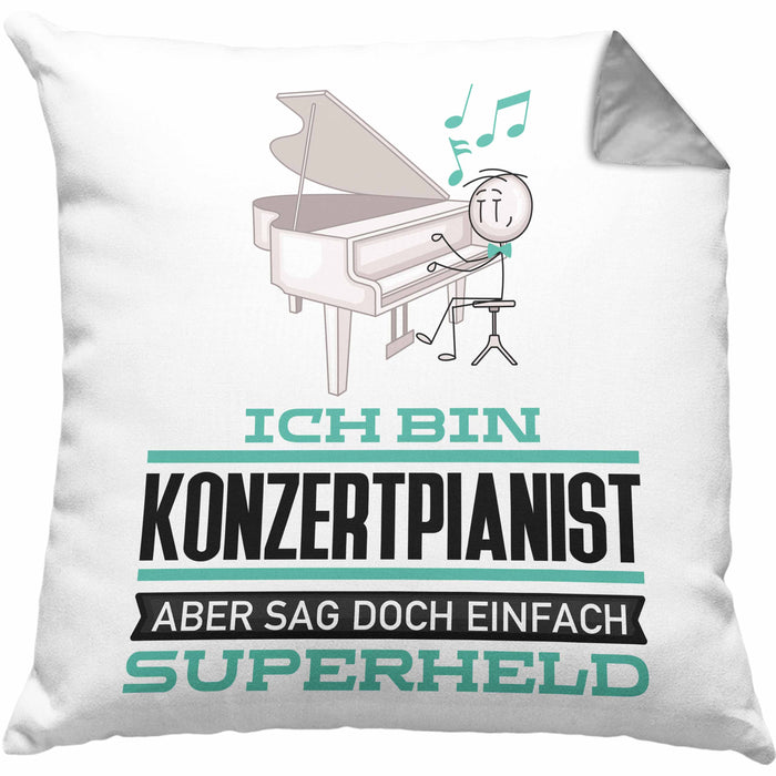 Konzertpianist Geschenk Kissen mit Füllung 40x40 Ich Bin Konzertpianist Aber Sag Doch Einfach Superheld Lustige Geschenkdiee für Konzertpianist (Grau) Grau Trendation