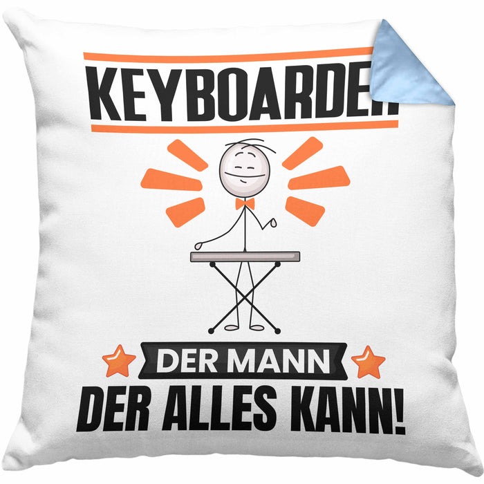 Keyboarder Kissen mit Füllung 40x40 Geschenk für Keyboarder Der Mann Der Alles Kann Geschenkidee zum Geburtstag (Grau) Blau Trendation