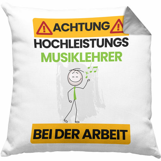 Musiklehrer Kissen mit Füllung 40x40 Geschenk Lustiger Spruch Geschenkidee für Musiklehrer Achtung Hochleistungs Musiklehrer Bei Der Arbeit (Grau) Grau Trendation