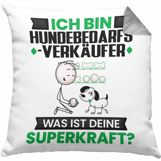 Hundebedarfsverkäufer Kissen mit Füllung 40x40 Geschenk für Hundebedarfsverkäufer Geburtstag Lustiger Spruch Was Ist Deine Superkraft (Grau) Grau Trendation