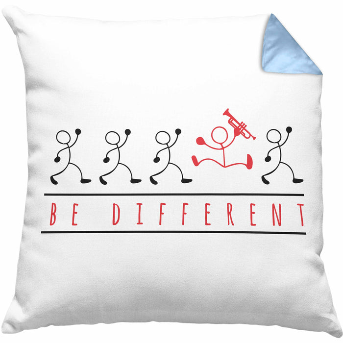 Posaunist Kissen mit Füllung 40x40 Geschenk Sei Anders Posaune Kaffee Geschenkidee Lustig (Grau) Blau Trendation