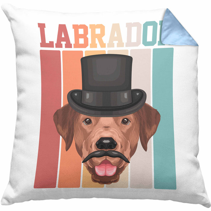 Labrador Besitzer Kissen mit Füllung 40x40 Geschenk Lustiger Spruch Geschenkidee Retro Vinatge Labrador (Grau) Blau Trendation