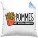 Lustige Kissen mit Füllung 40x40 mit Spruch "Pommes Ist Auch Gemüse" Pommes-Liebhaber (Grau) Blau Trendation