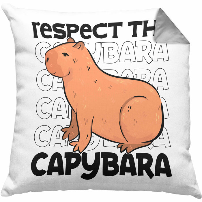 Respect The Capybara Kissen mit Füllung 40x40 Capybara Tier Geschenk für Capybara Liebhaber (Grau) Grau Trendation