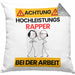 Rapper Kissen mit Füllung 40x40 Geschenk Lustiger Spruch Geschenkidee für Rapper Achtung Hochleistungs Rapper Bei Der Arbeit (Grau) Grau Trendation