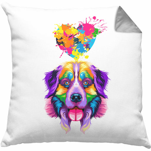 Border Collie Herz Farbe Besitzer Kissen mit Füllung 40x40 Geschenk Lustiger Spruch Geschenkidee Border Collie Liebhaber (Grau) Grau Trendation