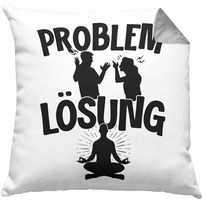 Yoga Kissen mit Füllung 40x40 Geschenk für Yogalehrer Männer Geschenkidee Problem und Lösung Yoga (Grau) Grau Trendation