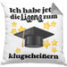 Bachelor Geschenk Abschluss Kissen mit Füllung 40x40 Spruch Master Abitur Abi Graduation Bestanden Prüfung (Grau) Grau Trendation